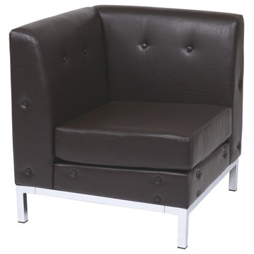 Wallstreet Corner Chair in Espresso Faux Leather