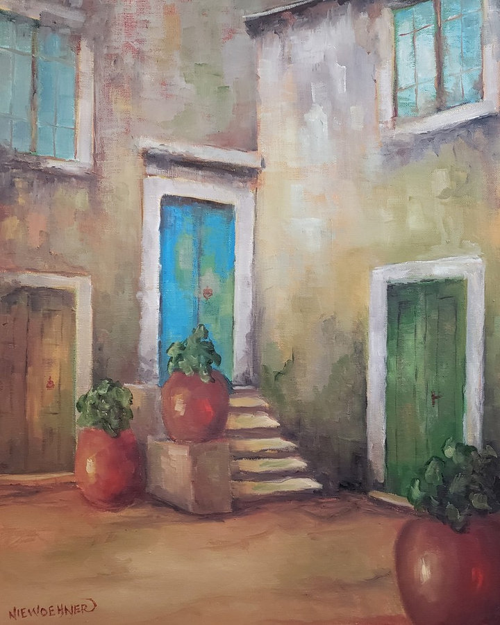 Three Doors, 20x16, framed