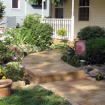 Custom-Cut Overlay on Walkway and Porch in Neutrals