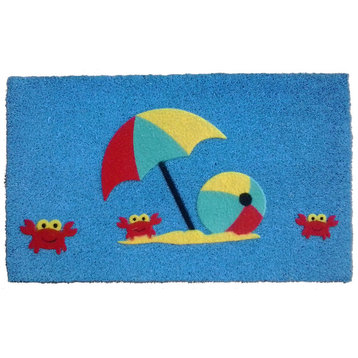 Imports Decor Coir And Pvc Crabs Beach Door Mat With Multicolor Finish 552PVCF