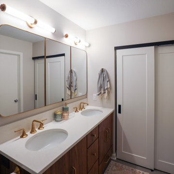 Warm Walnut & Brass Primary Bath Retreat