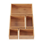 Lavish Home 5 Compartment Bamboo Modular Tray Drawer Divider