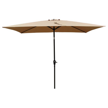 9' Outdoor Patio Market Umbrella With Push Button Tilt and Crank, Khaki