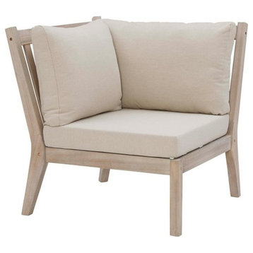 Linon Kori Outdoor Wood Corner Chair in Natural