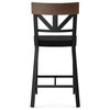 Clark Counter Stool, Charcoal Grey Boucle Polyester / Brown Wood / Black Metal