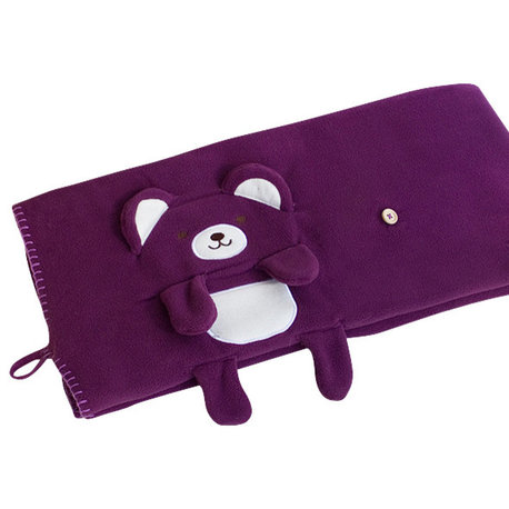 Happy Bear - Purple Applique Coral Fleece Baby Throw Blanket (42.5"-59.1")