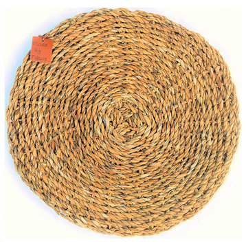 Round Woven Seagrass Placemats, Set of 2, Chunky Weave, 15 3/4" Diameter