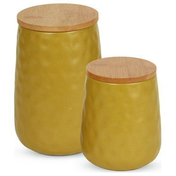 Lemongrass Matte Dimple Texture Ceramic Canister Set/2