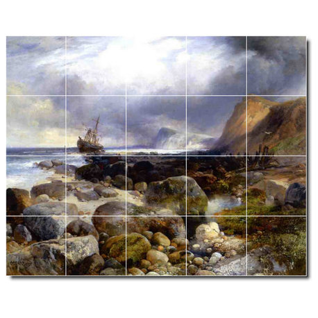 Thomas Moran Waterfront Painting Ceramic Tile Mural #367, 21.25"x17"