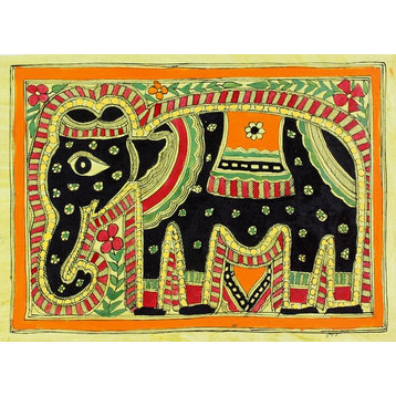 Majestic Elephant Madhubani Painting