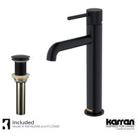 Karran 1-Handle 1-Hole Vessel Faucet With Pop-up Drain, Matte Black