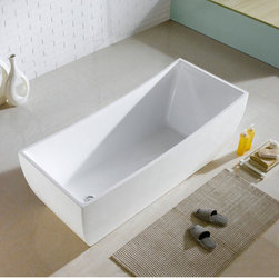 66" x 31" White Rectangle Soaking Free-Standing Pedestal Bathtub - Bathtubs