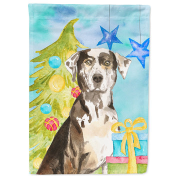 Ck1882Chf Christmas Tree Catahoula Leopard Dog Canvas House Size Outdoor-Flags