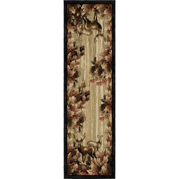 American Destination Whitetail Woods Deer Lodge Area Rug, 2'3"x7'7"