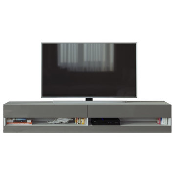 LIDO New TV Stand, White/Black, White/Slate Grey