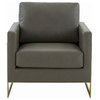 Leisuremod Lincoln Modern Upholstered Leather Accent Armchair With Gold Frame