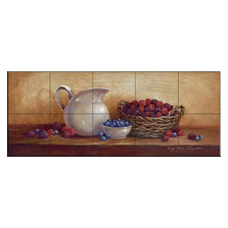 Tile Mural, Berries Panel Ii by Peggy Thatch Sibley, 12.75