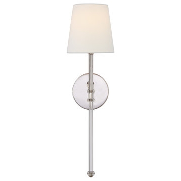 Camille Sconce in Polished Nickel with Linen Shade