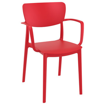 Lisa Outdoor Dining Arm Chair, Set of 2, Red