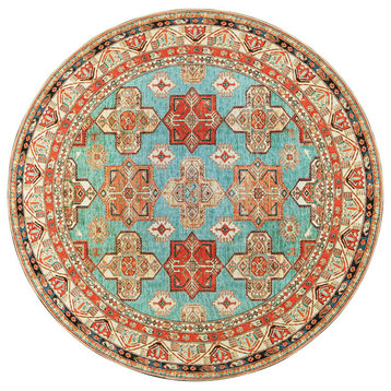 My Magic Carpet Ottoman Turquoise Rug, 6'x6'