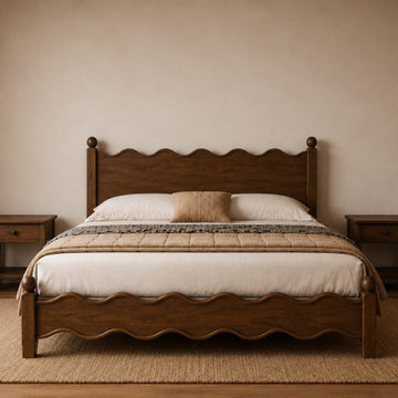 Handcrafted Solid Teak Wood Bed | Organic Modern Contemporary Bedroom Style