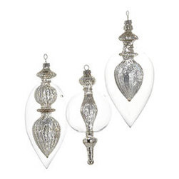 Modern Finial Ornaments - Set of 3 - New - Christmas Ornaments
