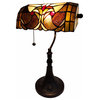 16" Tiffany Style Brown and Orange Banker Desk Lamp