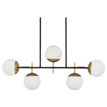 George Kovacs Alluria 5-Light Island, Weathered Black with Autumn Gold Accents