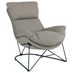 OSP Home Furnishings - Ryedale Lounge Chair, Gray With Black Frame - Cradle yourself in modern luxury and style. Ultra-plush cushions gently surround you as the natural integrated recline provides the ultimate relaxed positioning. Sink into comfort with low slung arms and cushioned headrest, making this the perfect accent chair for watching TV or reading a book. Modern steel frame in powder coat black, adds strength and visual beauty.  Simple assembly make this chair the easy choice.