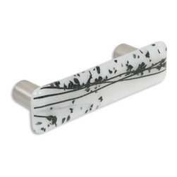 CKP - Art Glass Pull, Black Confetti, Dull Brushed Nickel Base - Cabinet And Drawer Handle Pulls