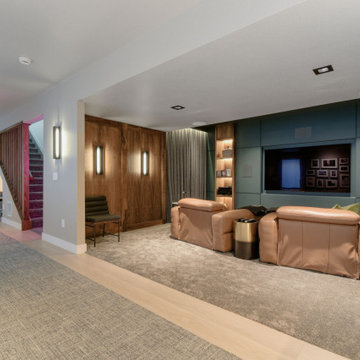 Luxury Basement Remodel | Custom Media Lounge, Wet Bar & Spa Bathroom