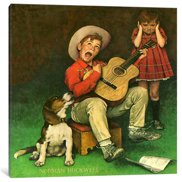 "The Music Man" by Norman Rockwell, Canvas Print, 18x18"