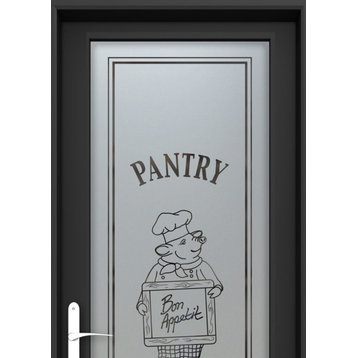 Pantry Door - Piggy Chef - Primed - 30" x 96" - Knob on Left - Push Open