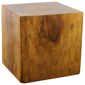 Haussmann Wood Cube Table 18 in SQ x 18 in High Hollow inside Oak Oil