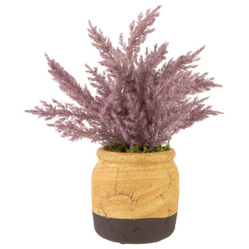 12" Artificial Purple Cypress Plant, a Ceramic Pot