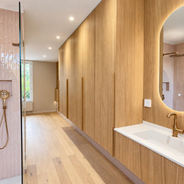 Suite parentale à Clamart : salle d’eau et agencement bois