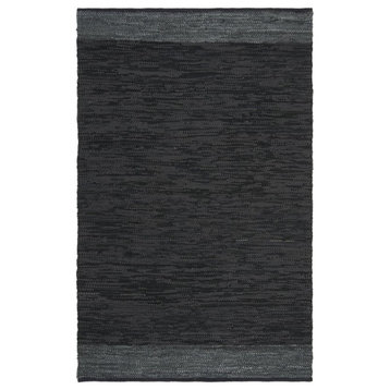 Safavieh Vintage 3' x 5' Hand Woven Leather Rug in Black and Gray
