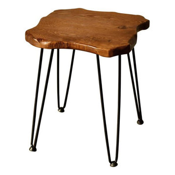 Side Table End Table With Hairpin Legs Heavy-Duty Pine Wood Top Espresso