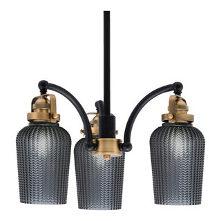 Image showcasing Easton 3 Light Chandelier, Matte Black & Brass Finish, 5