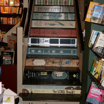 Bookstore staircase and wall mural