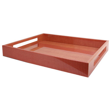 Addison Ross Lacquered Tray (Orange Croc) 16x14