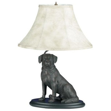 Sculpture Table Lamp Sitting Labrador Dog Hand Painted Made in USA OK