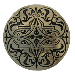Inviting Home Inc. - Renaissance Knob, Bright Brass Etch - Cabinet And Drawer Knobs