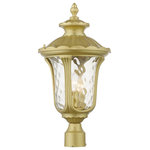 Livex Lighting - Oxford 3-Light Soft Gold Outdoor Large Post Top Lantern - From the Oxford outdoor lantern collection, this traditional cast aluminum three-light large post top lantern design will add curb appeal to any home. It features handsome, antique styling and decorative elements. Clear water glass casts an appealing light and lends to its vintage charm. The well-crafted ornamental details are all finished in a soft gold finish. With superb craftsmanship and affordable price, this fixture is sure to tastefully indulge your senses.