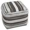 Sommer Square Pouf, Woven Pattern, Natural/Taupe Gray
