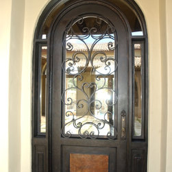 Marbella Round Top Wrought Iron Door with Wrap-Around Transom - Front Doors