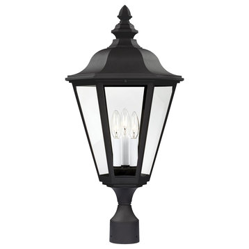 Sea Gull Lighting 3-Light Outdoor Post Lantern, Black