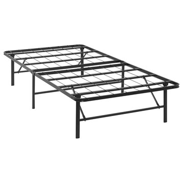 Modern Contemporary Urban Twin Size Platform Bed Frame, Brown, Metal Steel
