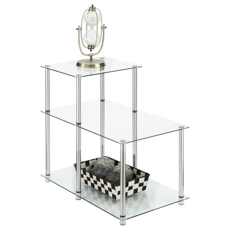 Designs2Go Classic Glass 2 Step Chairside End Table