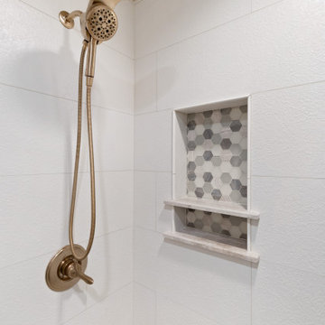 Contemporary Farmhouse Primary Bath + Closet Remodel Olathe, KS